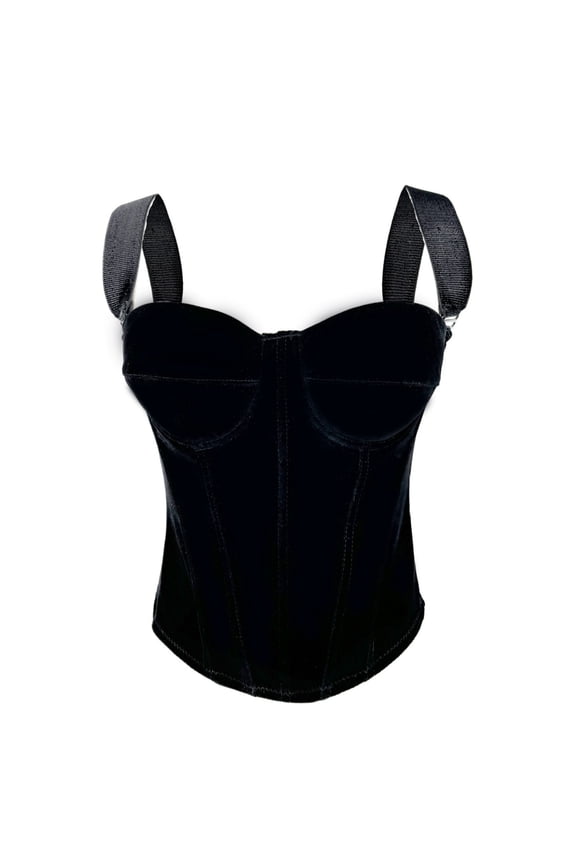 Velvet Corset Tank Top for Women, Zipper Bustier with Boning, Slim Fit Shapewear Camisole, Wear to Party, Club, Layering