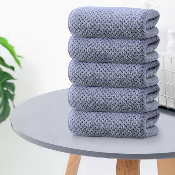 Velvet Cotton Towels Soft Absorbent Pineapple Check Pattern Face Towels Thick Hand Towels Bathroom Towel Set for Home Hotel Daily Use in Dark Gray