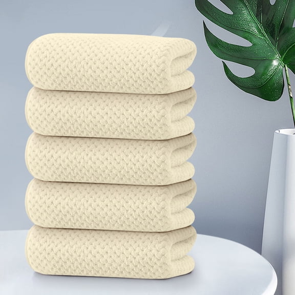 Velvet Cotton Towels Soft Absorbent Pineapple Check Pattern Face Towels Thick Hand Towels Bathroom Towel Set for Home Hotel Daily Use in White