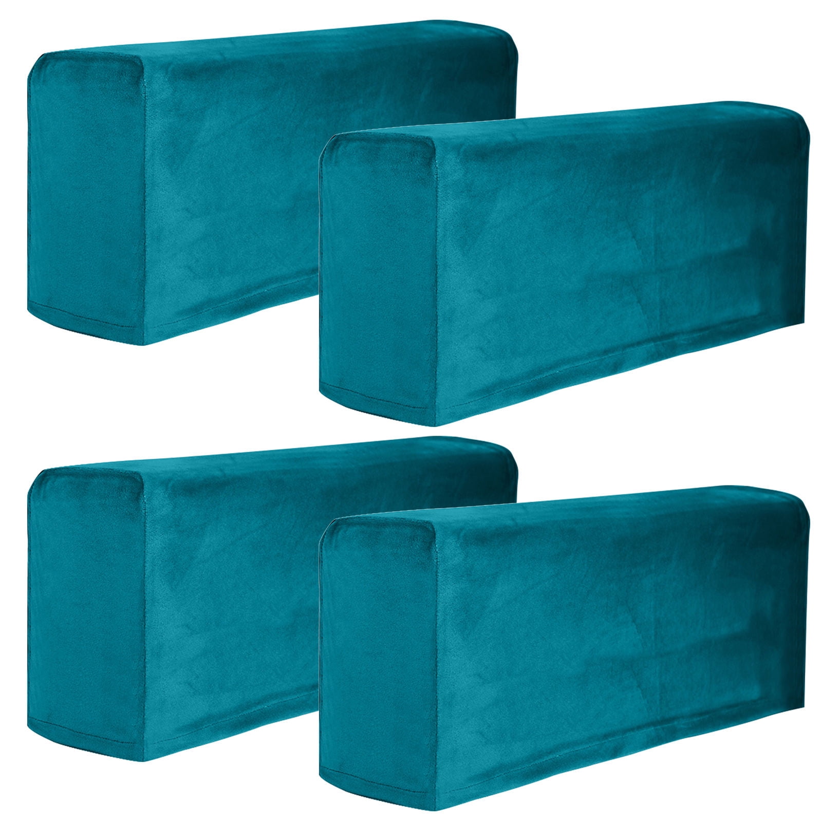 Velvet Couch Arm Cover, Stretch Armrest Covers Washable Armchair Slipcover for Recliner Sofa Soft Furniture Protector for Living Room-Blue-green-4 pcs