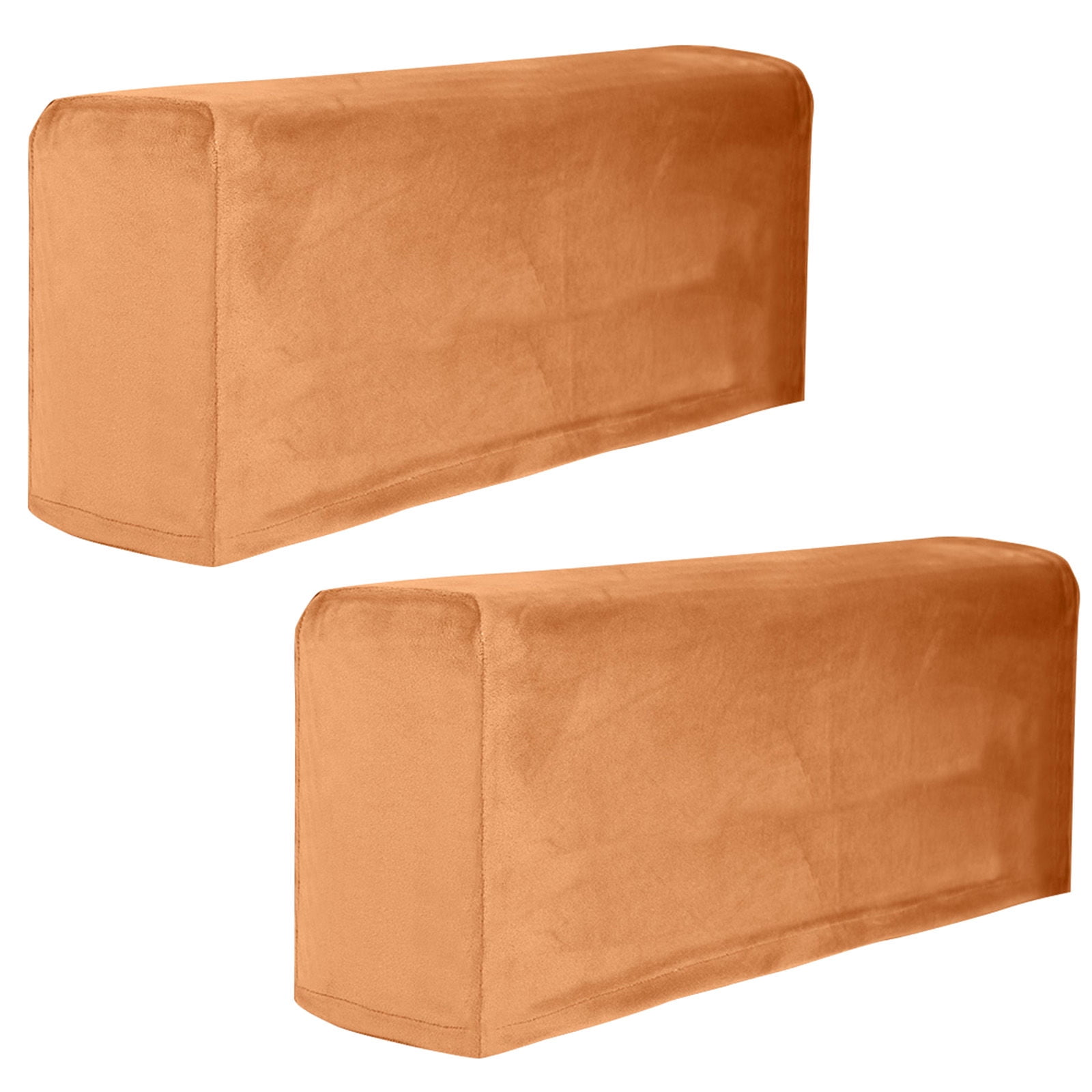 Velvet Couch Arm Cover, Stretch Armrest Covers Washable Armchair Slipcover for Recliner Sofa Soft Furniture Protector for Living Room-Camel-2 pcs