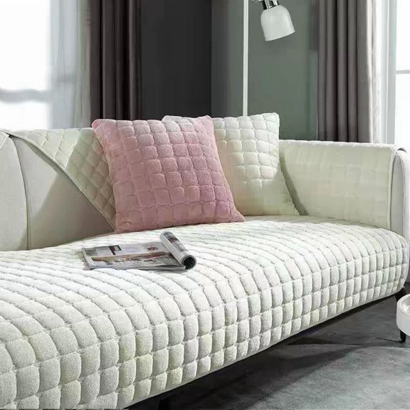 Velvet Couch Cover, Washable Sectional Sofa Cover, Anti Slip Sofa Slipcover for 3 Cushion Couch Sofa L Shaped Armrest Backrest, Furniture Protector Covers for Pets Kids
