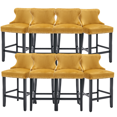 thumbnail image 1 of Velvet Counter Height Upholstered Barstools, Bar Stools Seat Height 27", Counter Height Armless Bar Chairs Button Tufted with Solid Wood Legs and Footrest for Kitchen Island Bar Area (Set of 8), 1 of 9