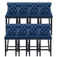 thumbnail image 1 of Velvet Counter Height Upholstered Barstools, Bar Stools Seat Height 27", Counter Height Armless Bar Chairs Button Tufted with Solid Wood Legs for Kitchen Island Bar Area (Set of 8), 1 of 9