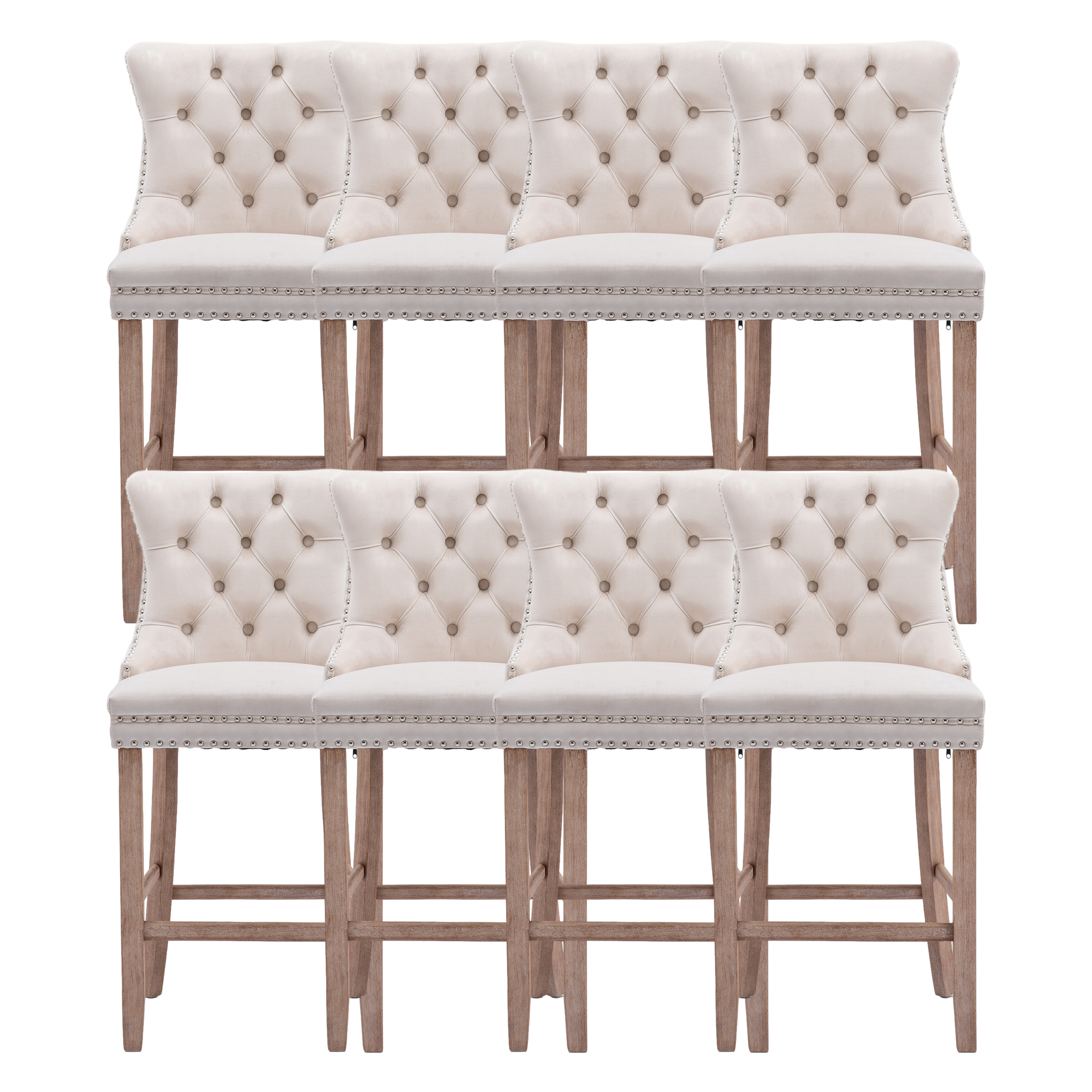 Velvet Counter Height Upholstered Barstools, Bar Stools Seat Height 27", Counter Height Armless ...