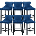 thumbnail image 1 of Velvet Counter Height Upholstered Barstools, Bar Stools Seat Height 27", Counter Height Armless Bar Chairs Button Tufted with Solid Wood Legs and Footrest for Kitchen Island Bar Area (Set of 6), 1 of 9