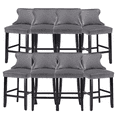 thumbnail image 1 of Velvet Counter Height Upholstered Barstools, Bar Stools Seat Height 27", Counter Height Armless Bar Chairs Button Tufted with Solid Wood Legs and Footrest for Kitchen Island Bar Area (Set of 8), 1 of 9