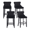 thumbnail image 1 of Velvet Counter Height Upholstered Barstools, Bar Stools Seat Height 27", Counter Height Armless Bar Chairs Button Tufted with Solid Wood Legs and Footrest for Kitchen Island Bar Area (Set of 4), 1 of 9