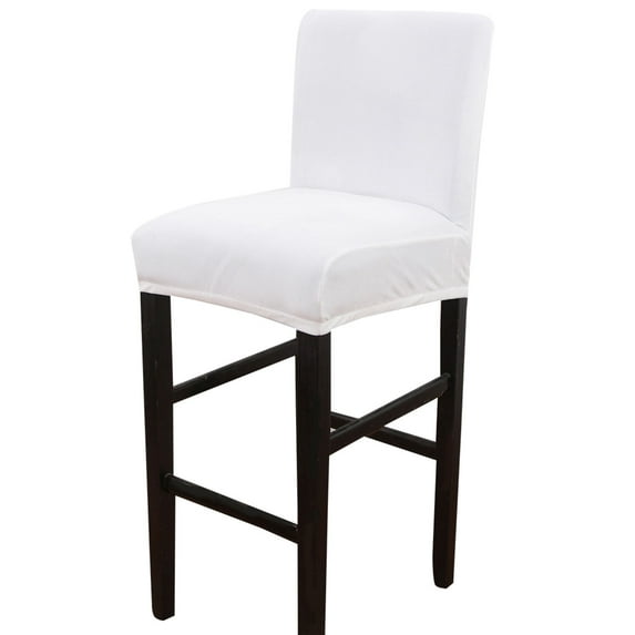 Velvet Counter Stool Pub Chair Covers,Stretch Soft Height Bar Stool Slipcovers Removable Washable Anti-Dust Chair Protectors for Kitchen Cafe Barstool-2 Pcs-white