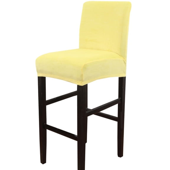 Velvet Counter Stool Pub Chair Covers,Stretch Soft Height Bar Stool Slipcovers Removable Washable Anti-Dust Chair Protectors for Kitchen Cafe Barstool-2 Pcs-yellow