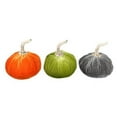 thumbnail image 1 of Velvet Covered Fall Pumpkin Accent, Assorted Color - 3 Piece, 1 of 1