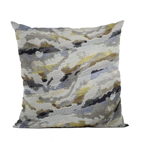Velvet Crest Black, Gray & Citrine Handmade Luxury Pillow - 20 x 36 in. King Size