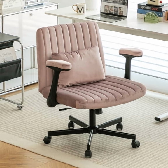Velvet Criss Cross Armrest Office Chair with Wheels - Modern for Home Office, Meditation & Creative Work