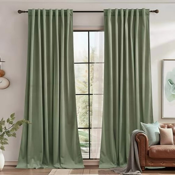 Velvet Curtains 84 inches Long - Sage Green Decorative Drapes Room Darkening for Living Room, Solid Green Curtains Thermal Insulated for Party/Hotel Hall, W62x L84, 2 Panels