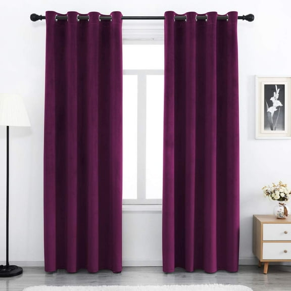 Velvet Curtains 84 inches Long Soft Velvet Curtains Grommet Velvet Thermal Insulated Curtains Window Treatment for Bedroom Light Filtering Velvet Curtains Set of 2 Panels
