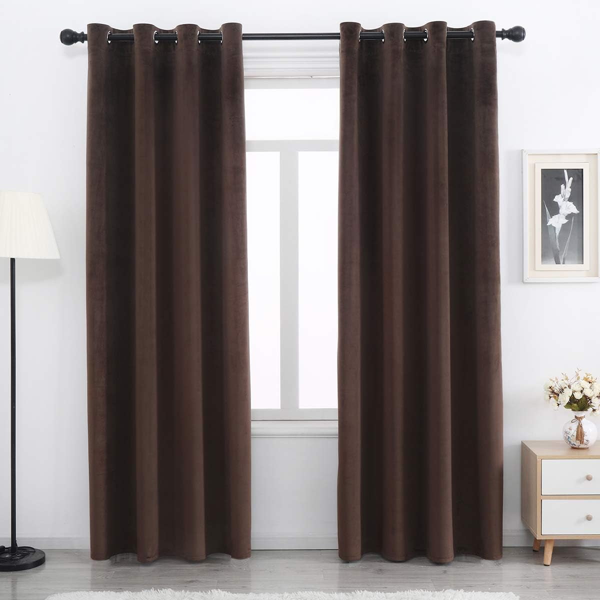 Velvet Curtains 84 inches Long Soft Velvet Curtains Grommet Velvet Thermal Insulated Curtains Window Treatment for Bedroom Light Filtering Velvet Curtains Set of 2 Panels