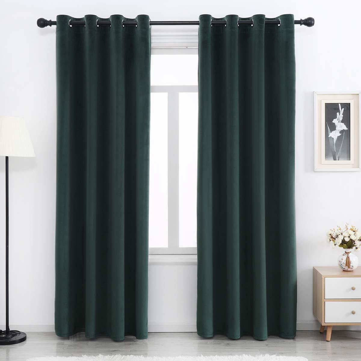 Velvet Curtains 84 inches Long Soft Velvet Curtains Grommet Velvet Thermal Insulated Curtains Window Treatment for Bedroom Light Filtering Velvet Curtains Set of 2 Panels