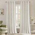 thumbnail image 1 of Velvet Curtains 96 inches - Luxury Curtains for Bedroom Living Room Thermal Insulated Super Soft Room Darkening Window Drapes Rod Pocket & Back Tab, Ivory, W52 x L96 inches, 2 Panels, 1 of 7