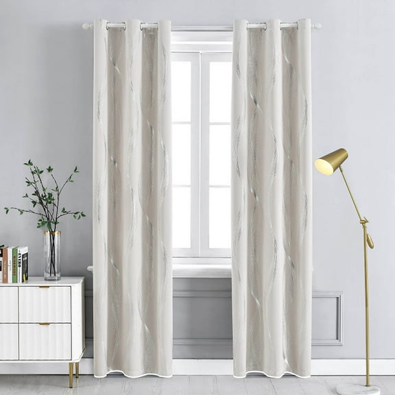 Velvet Curtains Beige Elegant Grommet Curtains Thermal Insulated Soundproof Room Darkening Curtains/Drapes for Classical Living Room Bedroom Decor 52 x 84 Inch