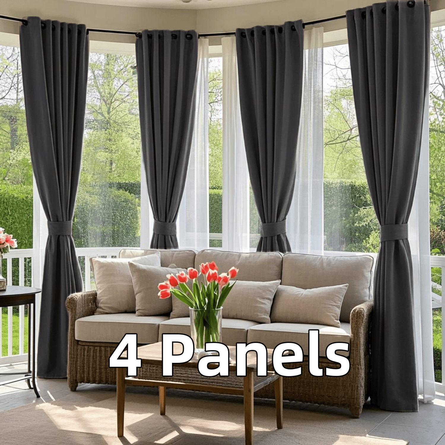 Velvet Curtains with Grommet for Outdoor Curtains, Thermal Insulated Super Soft Privacy Noise Reducing Light Filtering Velvet Drapes for Door Curtains, 4 Panels