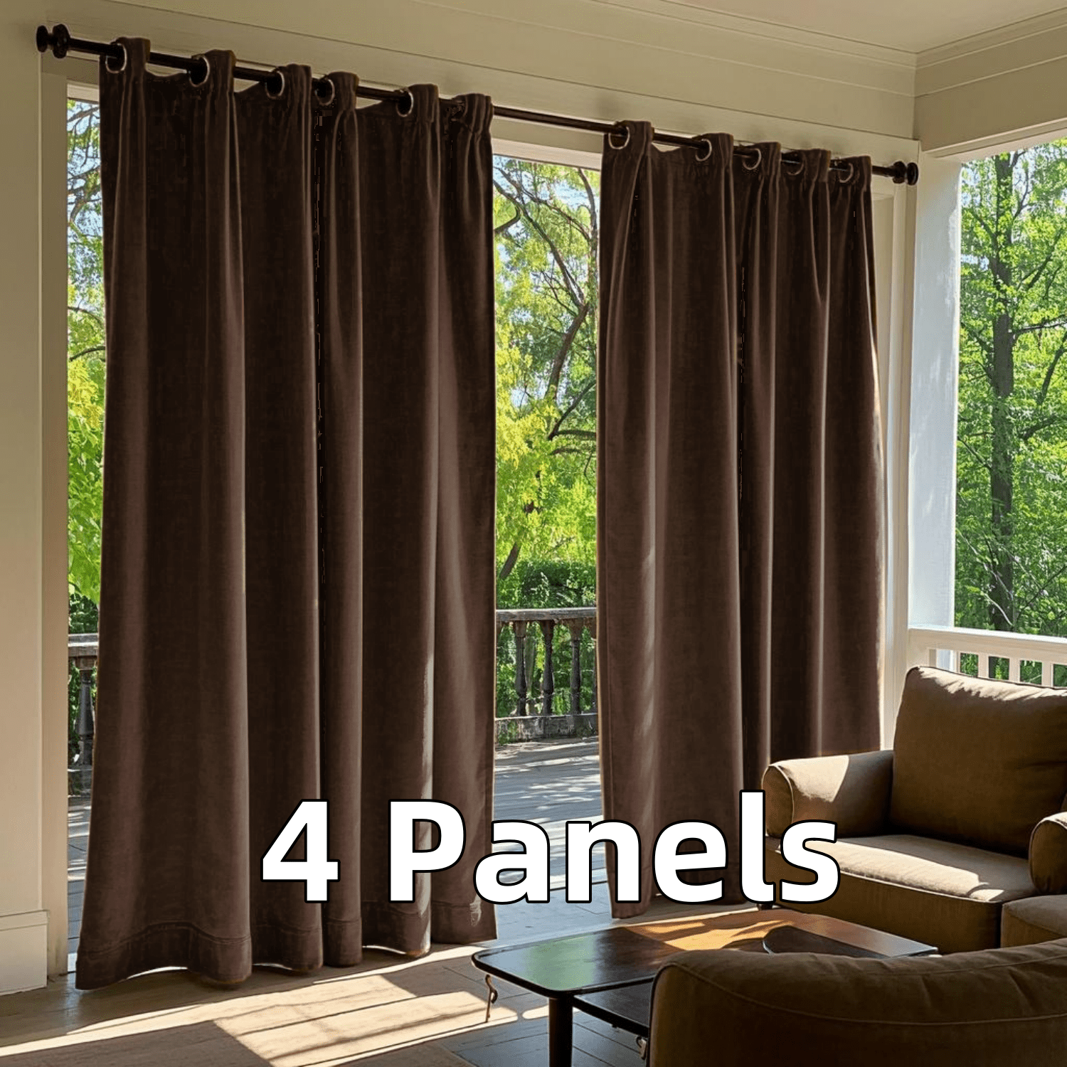Velvet Curtains with Grommet for Outdoor Curtains, Thermal Insulated Super Soft Privacy Noise Reducing Light Filtering Velvet Drapes for Door Curtains, 4 Panels