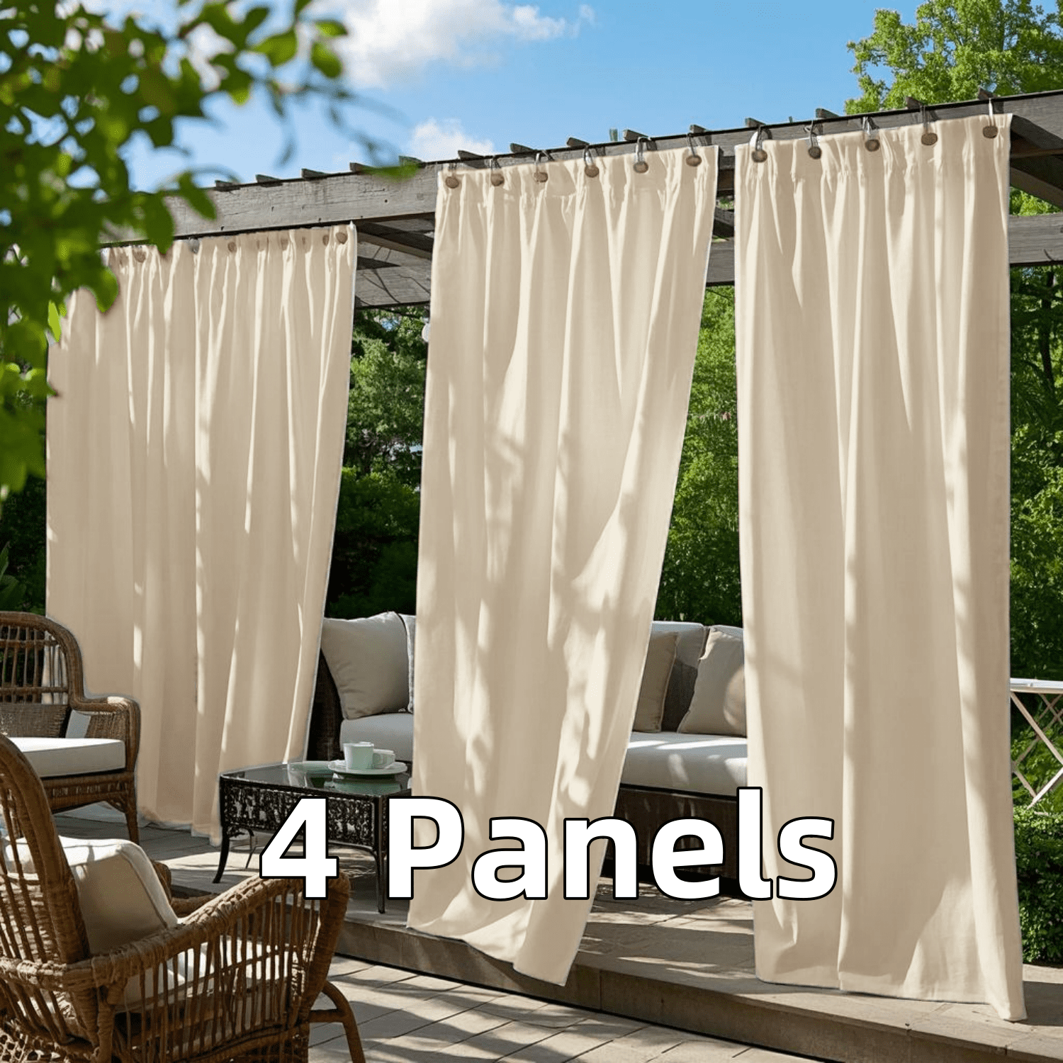 Velvet Curtains with Grommet for Outdoor Curtains, Thermal Insulated Super Soft Privacy Noise Reducing Light Filtering Velvet Drapes for Door Curtains, 4 Panels