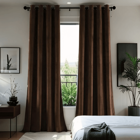 Velvet Curtains with Grommet, Thermal Insulated Super Soft Privacy Noise Reducing Light Filtering Velvet Curtains for Bedroom, 2 Panels