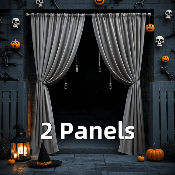 Velvet Curtains with Rod Pocket for Halloween, Thermal Insulated Super Soft Privacy Noise Reducing Light Filtering Velvet Drapes, 2 Panels