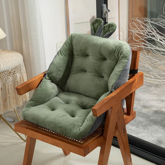 Velvet Cute Chair Cushion, 17.8" Office Chair Cushion with High Back Support, Velvet Chair Cushion Lazy Sofa, Thick Comfort Pad for Dorm, Office Chairs, Bedroom & Car (Army Green)