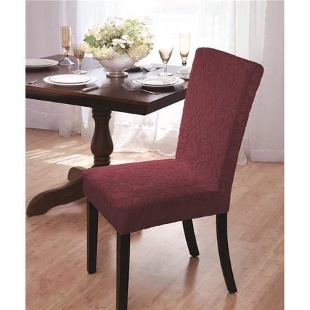 Velvet Damask Dining Room Chair Slipcovers, Burgundy