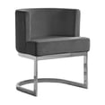 thumbnail image 1 of Velvet Dark Gray Accent Chair with Silver Chrome Base - 1 Chair, 1 of 3