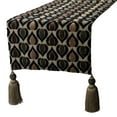 thumbnail image 1 of Velvet Decorative Table Runner, Luxury Textured Fabric with Bead Embroidery and Tassels 14 inch wide x 64 inch long Wedding Decor Elegant Modern Designer Table - Peacock Art Deco, 1 of 10