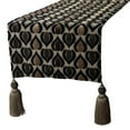 thumbnail image 1 of Velvet Decorative Table Runner, Luxury Textured Fabric with Bead Embroidery and Tassels 16 inch wide x 120 inch extra long Decor Elegant Modern Designer Table - Peacock Art Deco, 1 of 10
