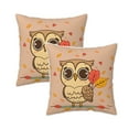 thumbnail image 1 of Velvet Decorative Throw Pillow Covers Set of 2, Soft Square Cushion Cover with Invisible Zipper Cartoon Graffiti Owl Printing, 20"x20", 1 of 7