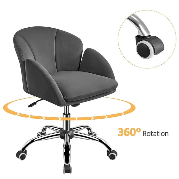 Velvet Desk Chair Modern Makeup Vanity Swivel Chair with Armrests for Makeup Room Living Room Bedroom