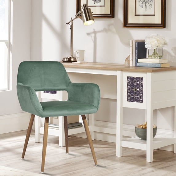 Velvet Desk Chair No Wheels