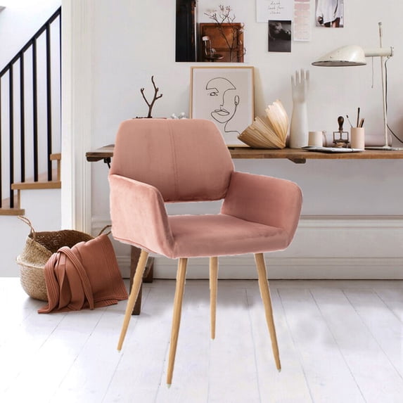 Velvet Desk Chair No Wheels