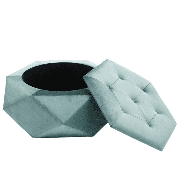 Velvet Diamond Tufted Storage Ottoman, Multi-Functional Seating Footrest