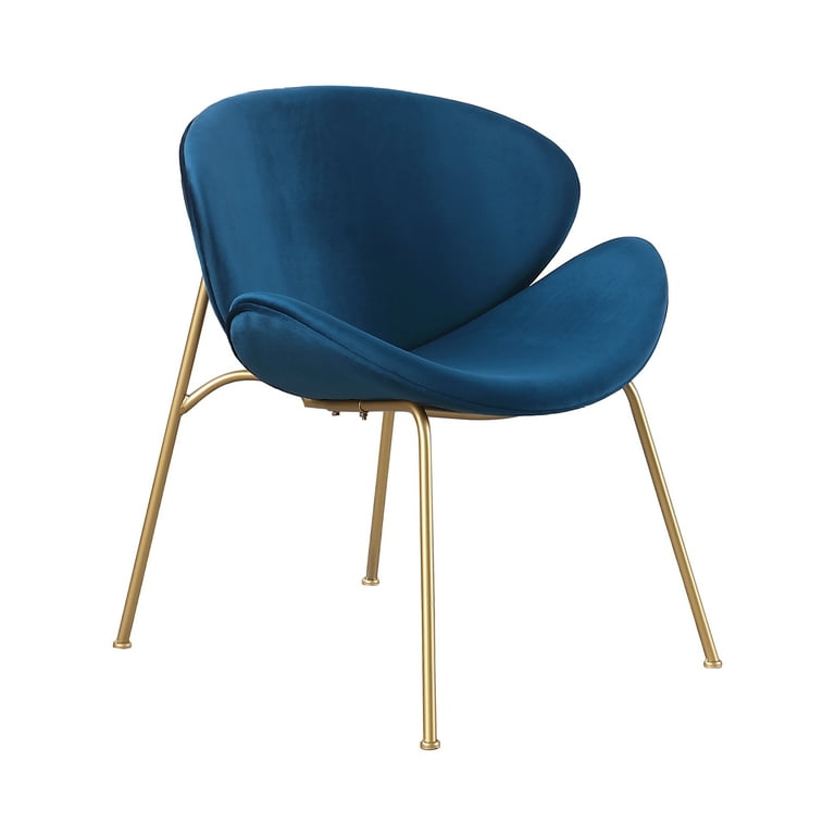Velvet Dining Accent Chairs Bucket Upholstered Single Sofa Side Chair with Gold Metal Legs and Curved Back Home Leisure Armchair for Dining Room