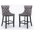 thumbnail image 1 of Set of 2 Velvet Dining Bar Chairs Contemporary Velvet Upholstered Barstools with Button Tufted Decoration and Wooden Legs, Luxury Tufted Back with Nailed Trim and Back Ring Pull, 1 of 8