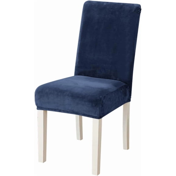 Velvet Dining Chair Covers Set of 2 4 6 8 Stretch Thick Parson Chair Slipcovers Soft Chair Protector Covers Slipcover Chair Covers for Hotel Ceremony -Navy Blue-4 PCS