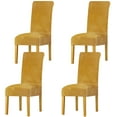 thumbnail image 1 of Velvet Dining Chair Covers,Set of 2/4/6 Stretch Chair Slipcovers Universal Removable Washable Anti-Dust Soft Super Fit Chair Protector for Hotel Wedding Banquet Party-4 Pcs-I, 1 of 8