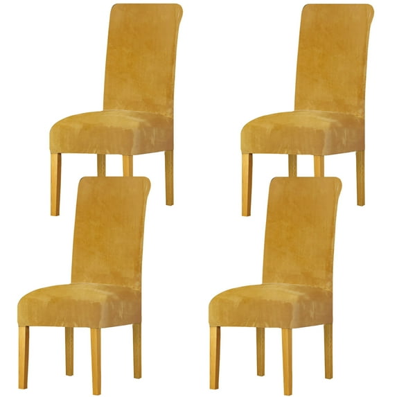 Velvet Dining Chair Covers,Set of 2/4/6 Stretch Chair Slipcovers Universal Removable Washable Anti-Dust Soft Super Fit Chair Protector for Hotel Wedding Banquet Party-4 Pcs-I