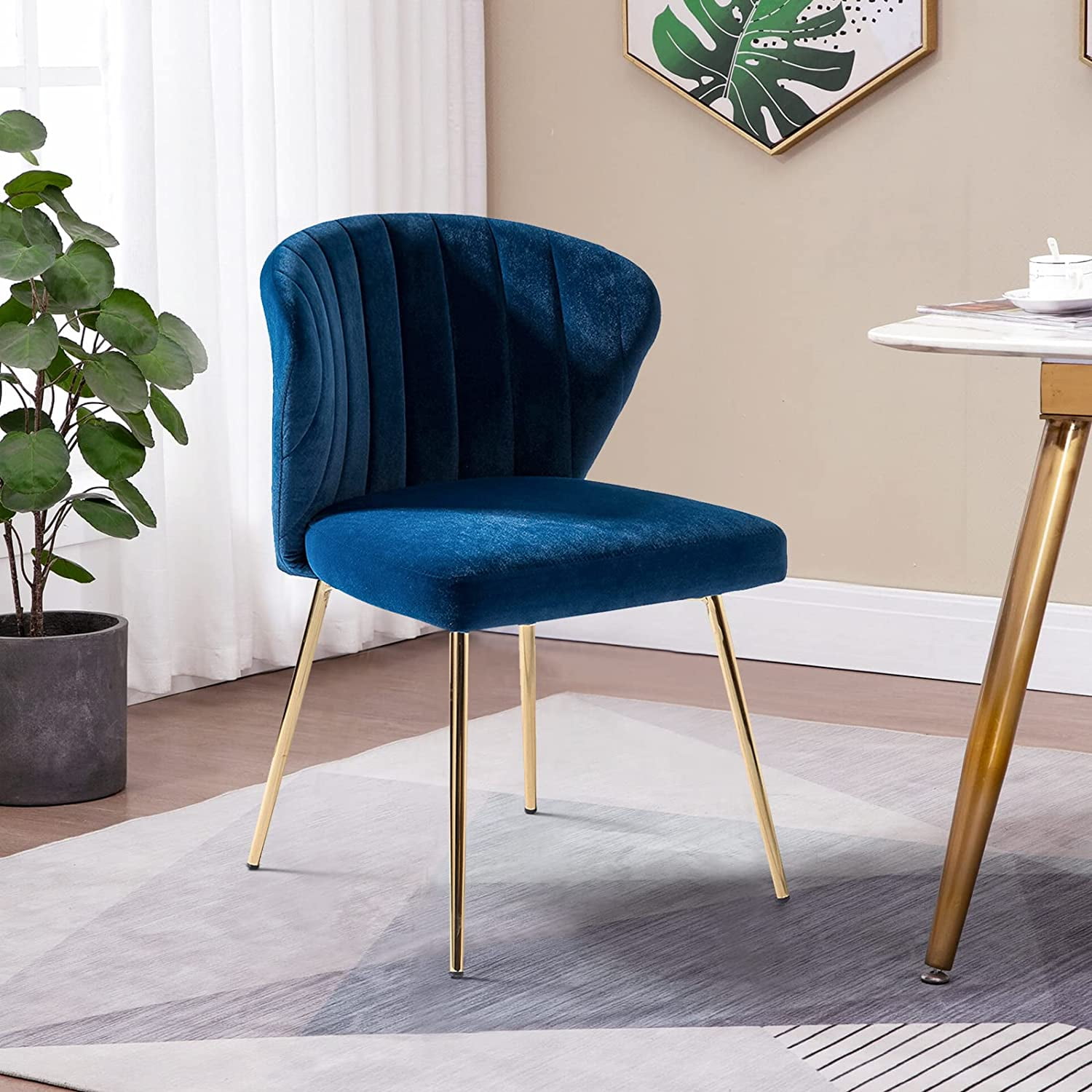 Modern Upholstered Dining Chair - High Back Armless Side Chair, Performance Fabric, For Kitchen & Dining Room
