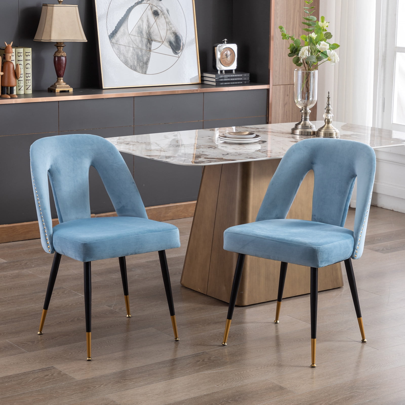 Velvet Dining Chair Set of 2, Contemporary Velvet Leisure Chair with
