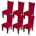 thumbnail image 1 of Velvet Dining Chair Slipcovers,2/4/6 Pcs Stretchy Super Fit Chair Protector Cover Removable Washable Anti-Dust Chair Covers for Dining Room Kitchen Banquet Wedding-6 Pcs-P, 1 of 6