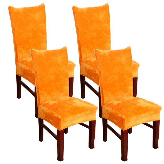 Velvet Dining Chair Slipcovers,2/4/6 Pcs Stretchy Super Fit Chair Protector Cover Removable Washable Anti-Dust Chair Covers for Dining Room Kitchen Banquet Wedding-4 Pcs-E