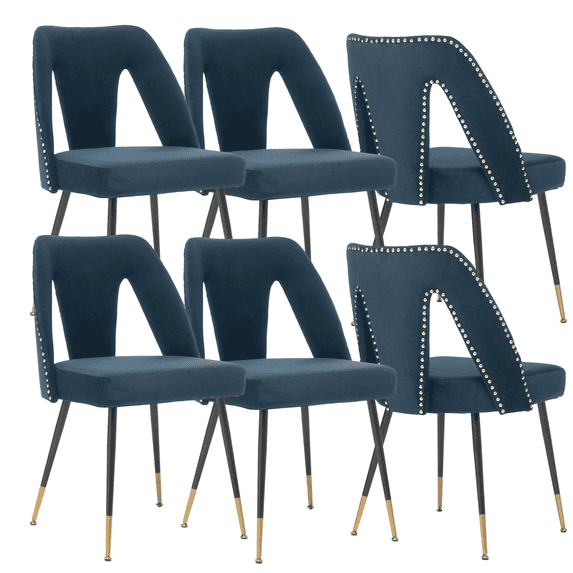 Velvet Dining Chairs, Contemporary Dining Room Chairs with Metal Legs, Accent Chairs Side Chairs Reading Chairs for Living Room Kitchen Home Bedroom (Set of 6)