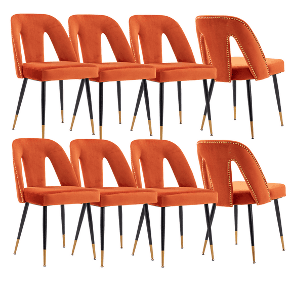 Velvet Dining Chairs, Contemporary Dining Room Chairs with Metal Legs, Accent Chairs Side Chairs Reading Chairs for Living Room Kitchen Home Bedroom (Set of 8)