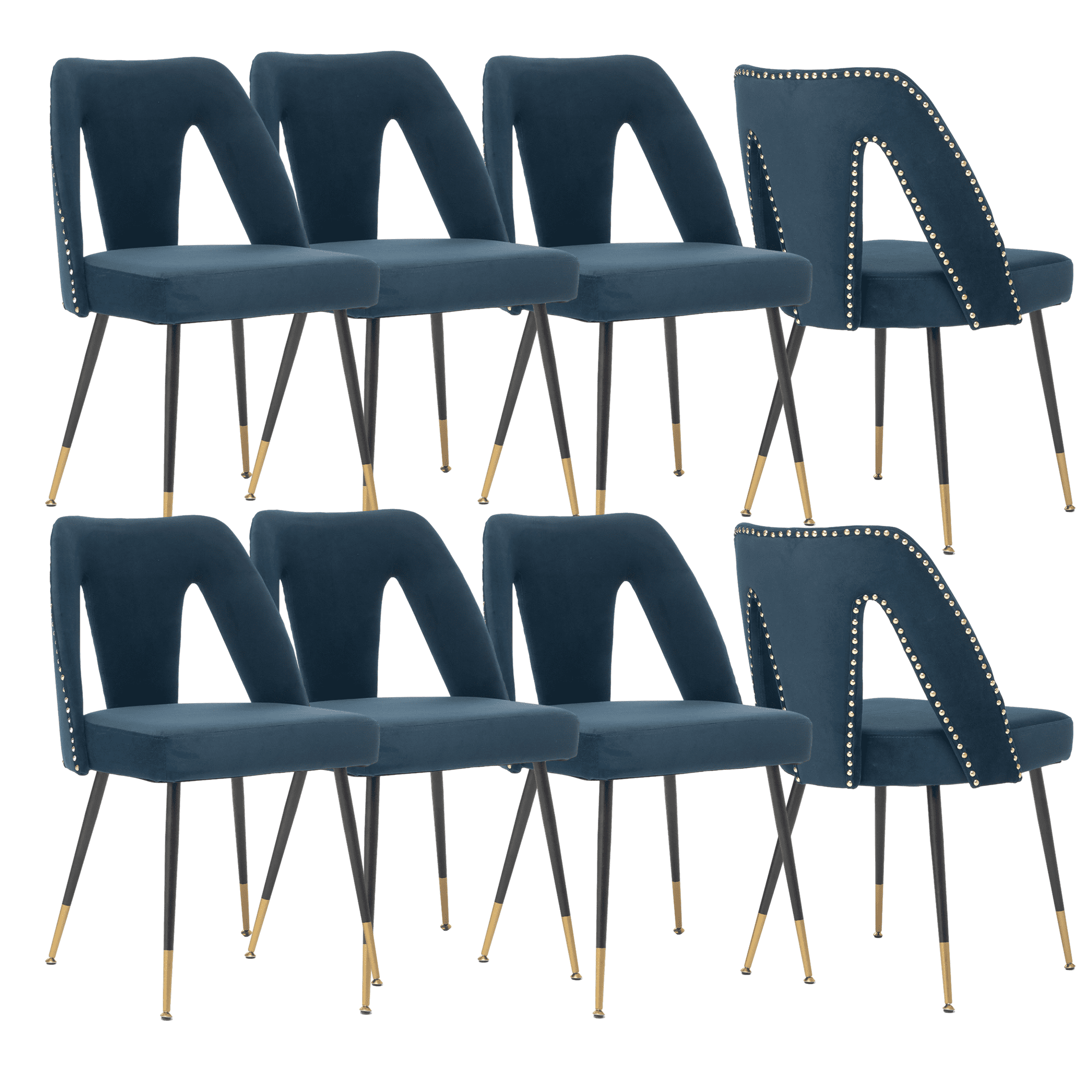 Rhomtree Velvet Dining Side Chairs, Blue (Set of 8) - Walmart.com